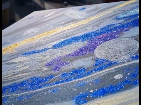 Glitters in fluid art picture