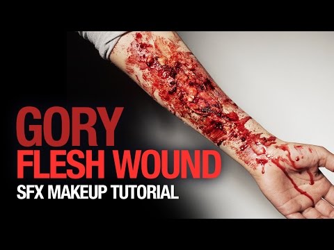 Gory flesh wound special fx makeup tutorial