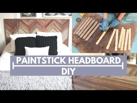 HEADBOARD DIY USING ONLY PAINT STIR STICKS | maykitdiy