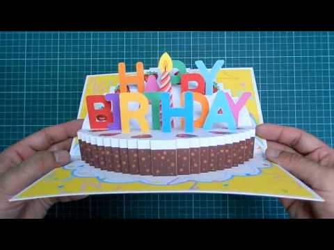 Happy Birthday Cake Pop Up Card Tutorial Part II (Candle Version)