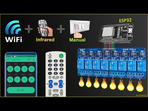 Home Automation System using ESP32 with Blynk IR remote &amp;amp; Manual control Relay | IoT Projects 2021