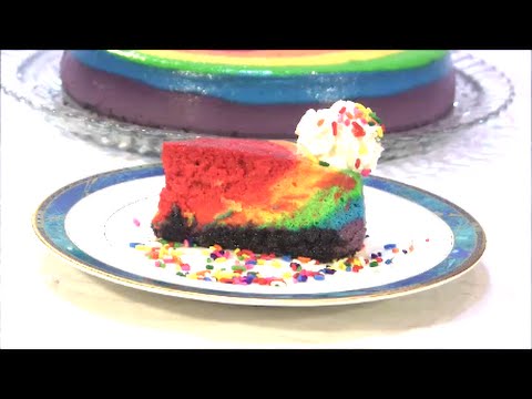 Homemade Raspberry Rainbow New York Style Cheesecake