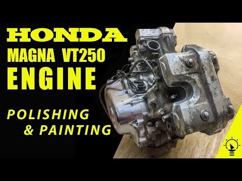 Honda Magna VT250 - Engine Heads Buffing And Cooling Fins Painting