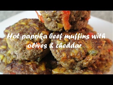 Hot paprika beef muffins with olives &amp;amp; cheddar recipe