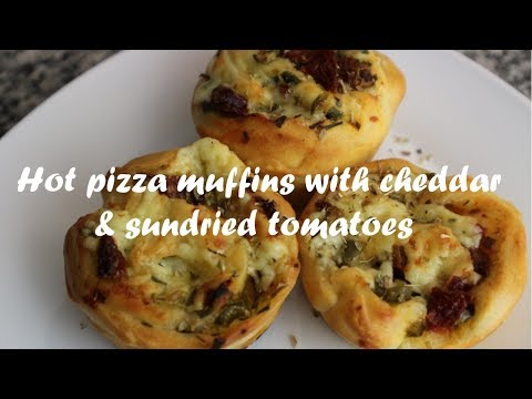 Hot pizza muffins with cheddar &amp;amp; sundried tomatoes recipe