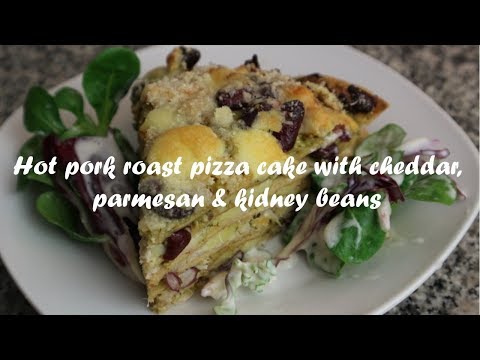 Hot pork roast pizza cake with cheddar, parmesan &amp;amp; kidney beans recipe