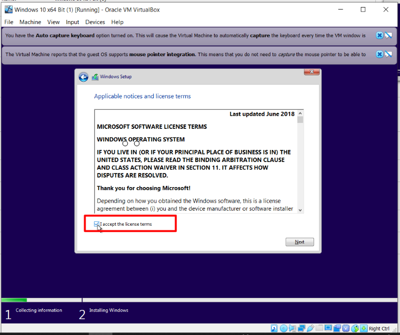 How To Install Windows 10 On Oracle VM VirtualBox - Accept License Terms.PNG