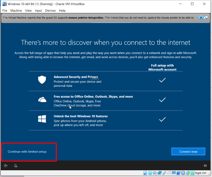 How To Install Windows 10 On Oracle VM VirtualBox - Contunue With Limited Setup.PNG