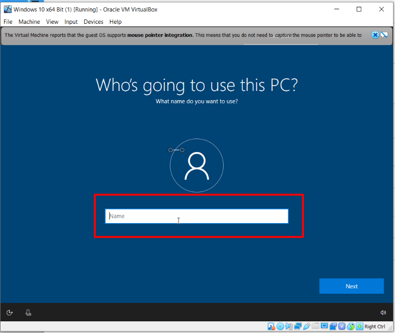 How To Install Windows 10 On Oracle VM VirtualBox - Enter Username.PNG