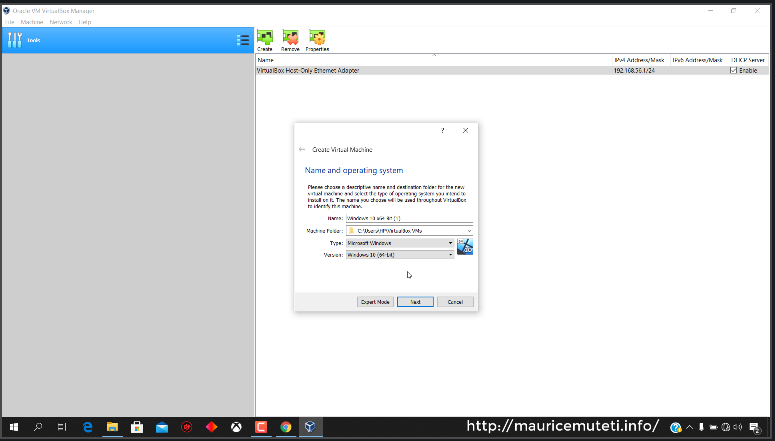 How To Install Windows 10 On Oracle VM VirtualBox - Name Folder Type Version.PNG