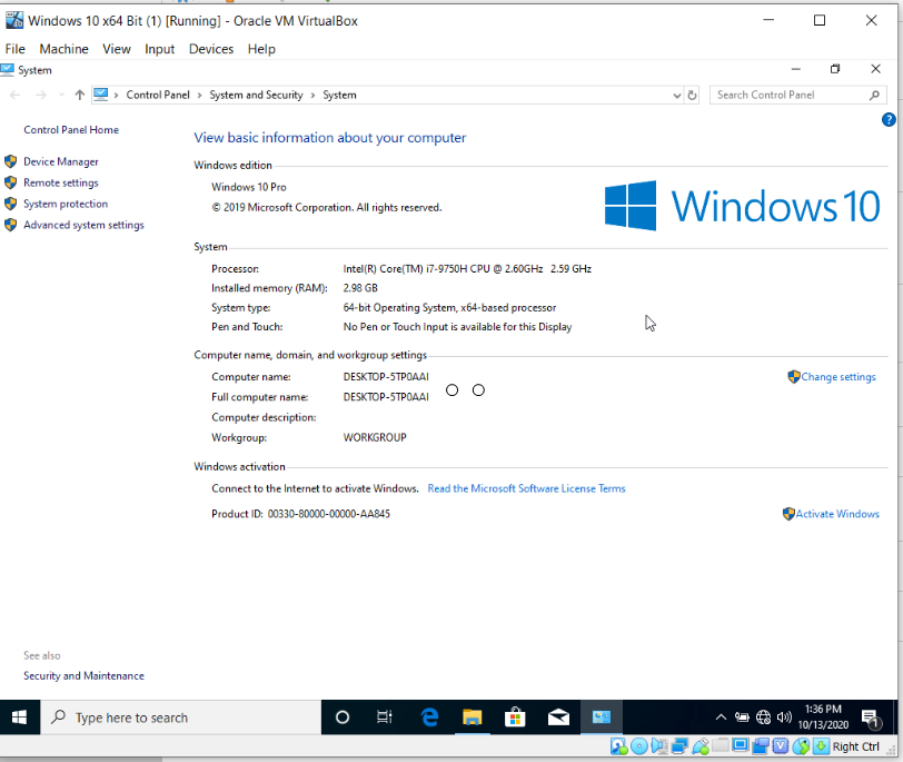 How To Install Windows 10 On Oracle VM VirtualBox - Properties.PNG