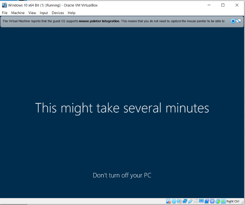 How To Install Windows 10 On Oracle VM VirtualBox - This Might Take Several Minutes.PNG