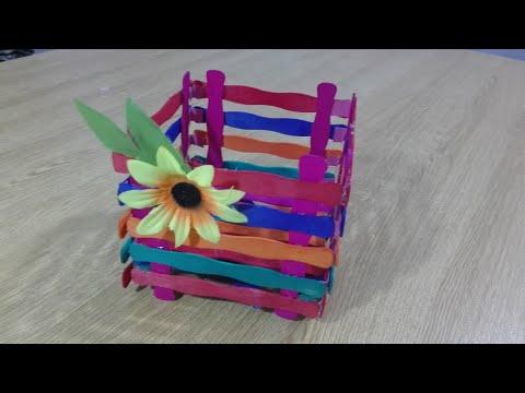 How To Make Ice cream sticks Box-DIY Ice Cream Sticks Pot-Easy Box Beautiful Box