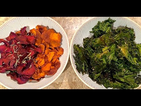 How To Make Kale Chips, Beet Chips &amp;amp; Sweet Potato Chips - Healthy Snacks