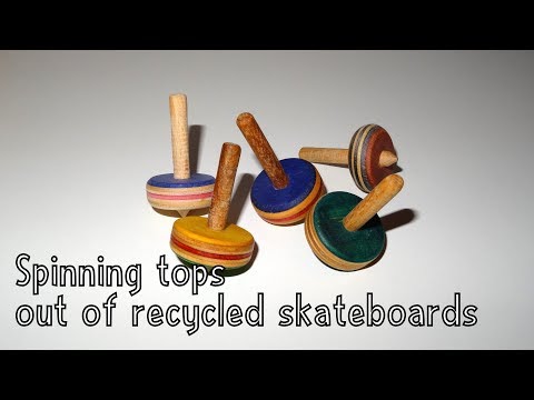 How To Make Spinning Tops out of Recycled Skateboards | Without a Lathe! - Toys For Charity