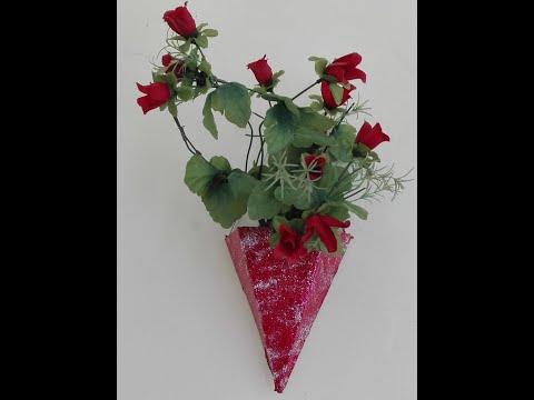 How To Make Wall Hanging Flower Vase-Cardboard Vase-Wall Hanging-Beautiful vase