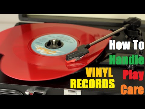 How To Play Handle Care Store Vinyl Records / 1byone Portable Turntable