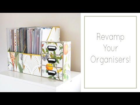 How to Decorate Plain Cardboard Organisers | Easy DIY Storage Revamp | Box Files w/ Lids &amp;amp; Drawers