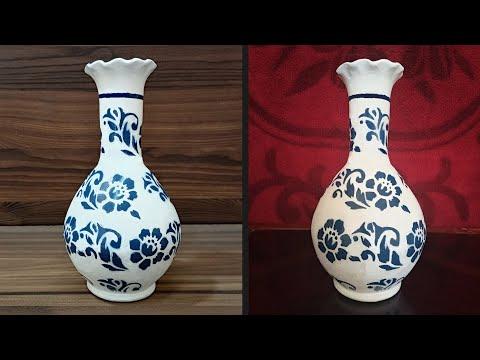 How to Decorate Vase from Paint|Flowers Paint Vase|Easy Craft &amp;amp; Art Tutorial