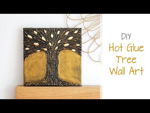 How to Make: HOT GLUE Tree WALL ART | Easy DIY Canvas Tutorial | Metal Effect using Paint