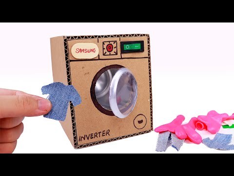 How to Make Washing Machine from Cardboard | DIY Washing