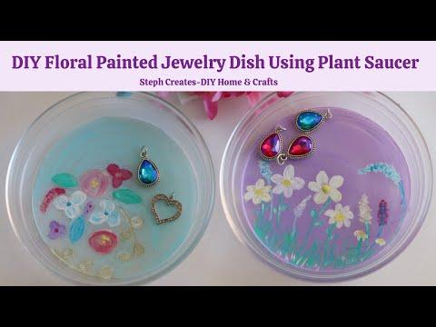 How to Make a Floral Painted Jewelry Dish Using a Plant Saucer