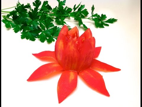 How to Make a Lotus Flower with a Tomato (HD)