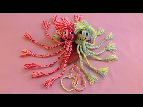 How to Make a Toy Octopus Yarn Doll. Very Quick and Easy DIY. No Sewing. Great for Valentine's Day.