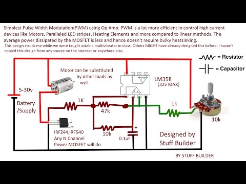 How to build the simplest Pulse Width Modulated(PWM) DC Motor Speed controller using Op Amp