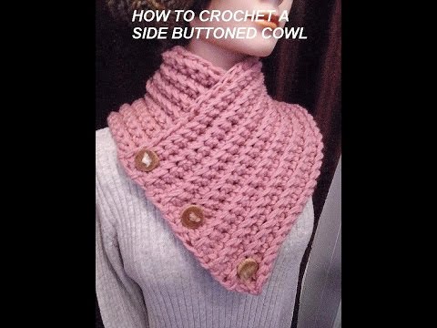 How to crochet A BUTTONED WRAP SCARF COWL, crochet pattern, vid # 979