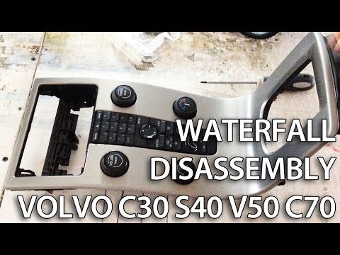 How to disassemble waterfall center console Volvo C30 S40 V50 C70 (dashboard tuning radio removal)