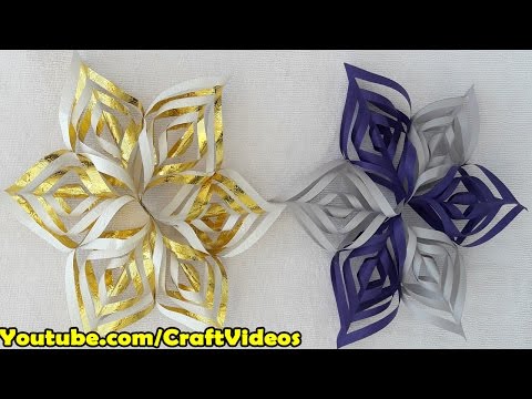 How to make 3d Snowflakes out of paper easy | 3d paper Snowflakes tutorial