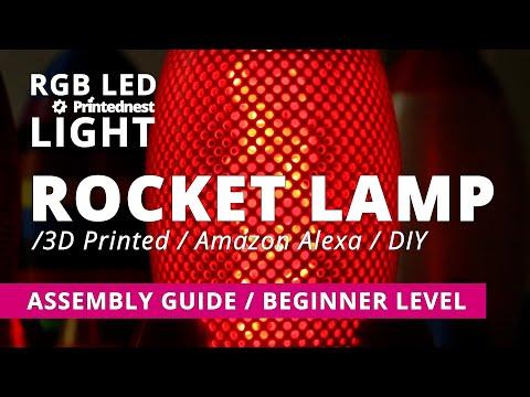 How to make 3d printed RGB LED Rocket Lamp - Beginner Level / Original Prusa MINI / Amazon Alexa