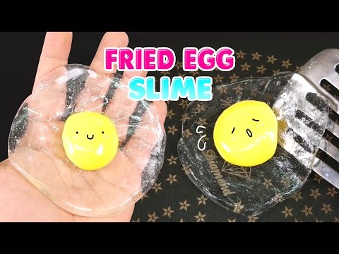 How to make Clear Fried Egg SLIME !! Eggs Stress Ball