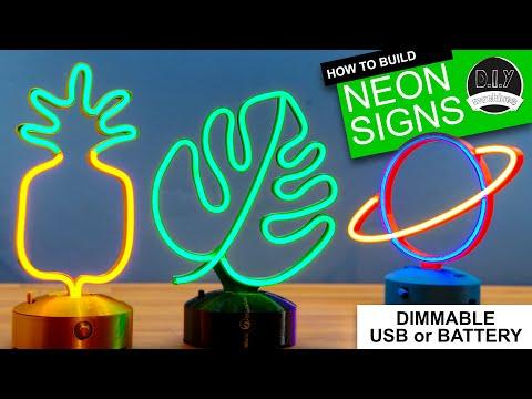 How to make Desktop Neon Signs - 3D Printable, Battery or USB powered &amp; Dimmable!