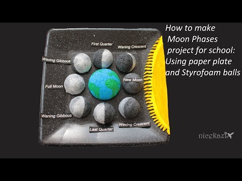 How to make Moon Phases project for school: Using paper plate and Styrofoam balls