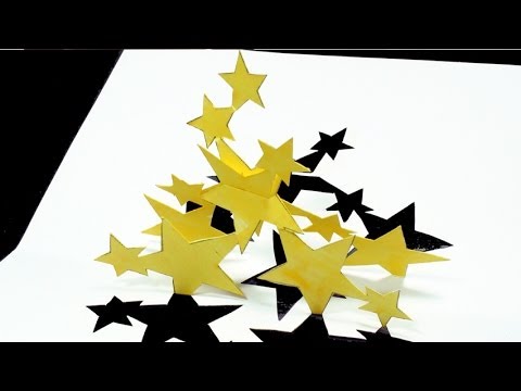 How to make Stars Pop Up Card (Kirigami 3D) Dancing Stars Greeting Card!