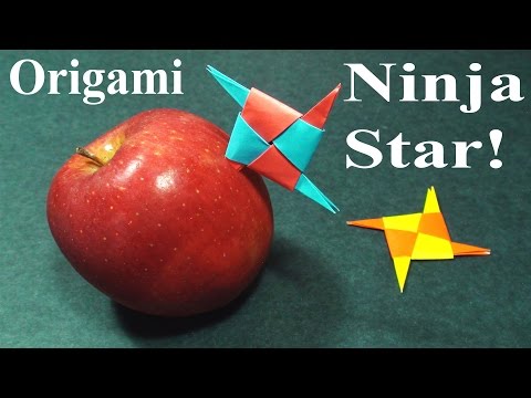 How to make a Paper Pointy Ninja Star (Origami Throwing Star Shurikens) - TCGames [HD]!