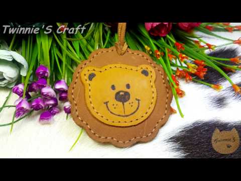 How to make a cute lion bear leather name tag