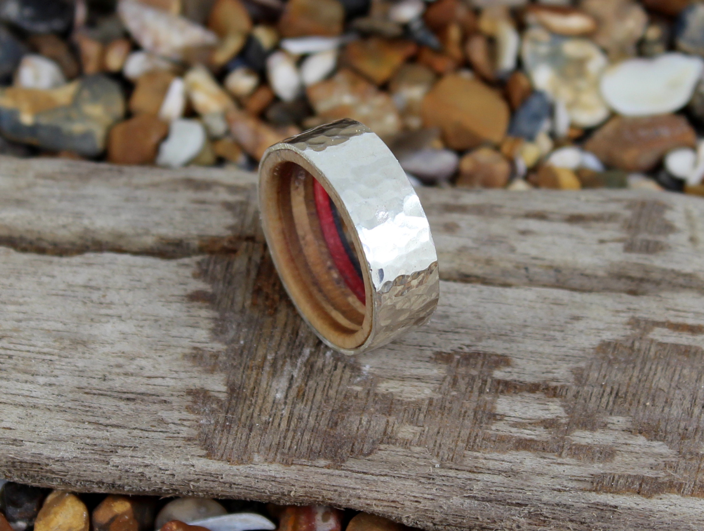 How to make a skateboard ring with hammered silver.JPG