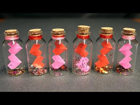 How to make an Easy Valentine's Day Gift - Mini Hearts in a Bottle!