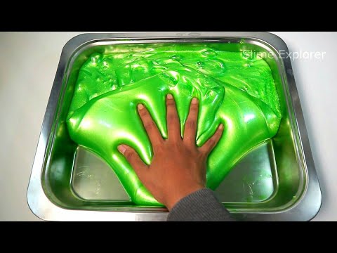 How to make slime - green glitter metallic slime