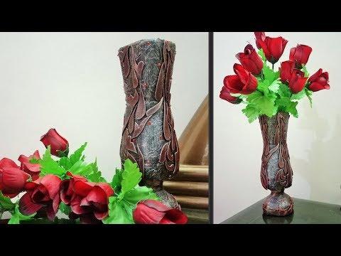 How to make vase - DIY Vase - DIY Flower Pot - Mixed Media Vase