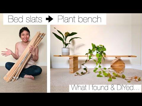 I made a plant bench from thrown away bed slats | Trash to treasure | How to