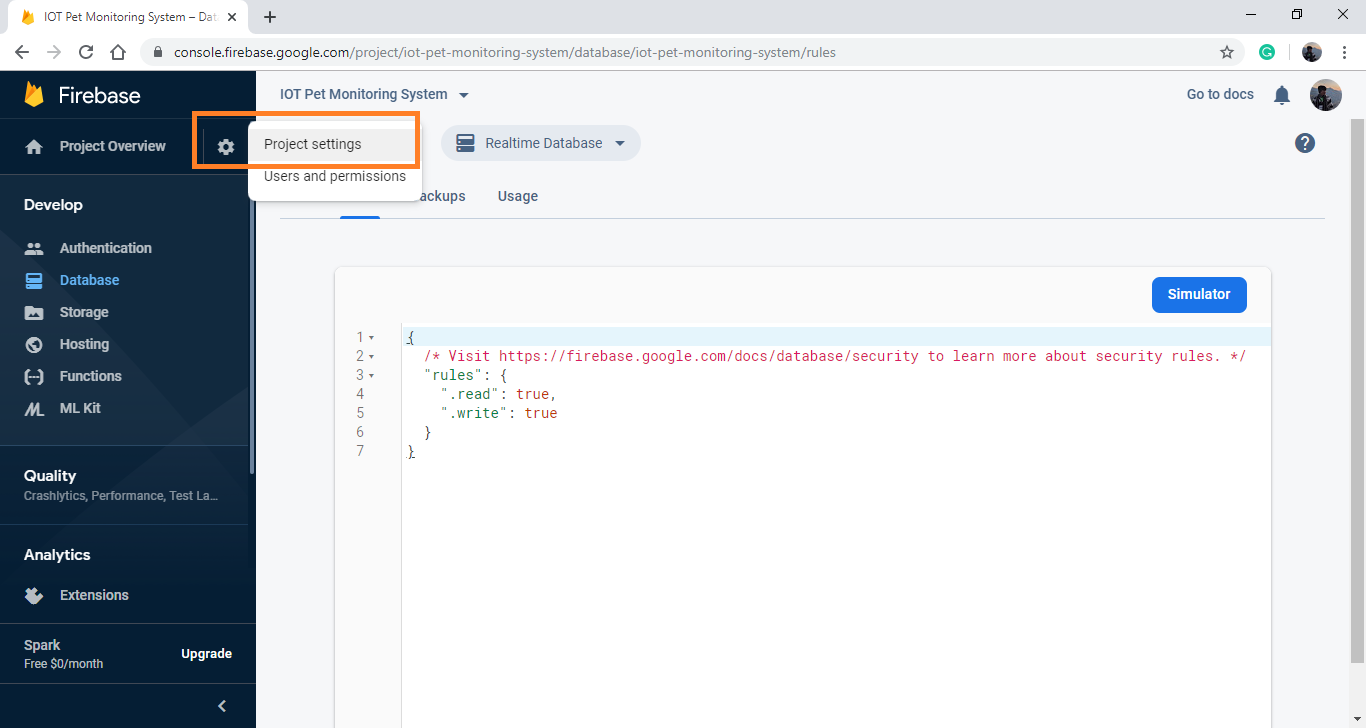 IOT Pet Monitoring System &ndash; Firebase &ndash; Firebase console - Google Chrome 12_1_2019 9_32_28 PM.png