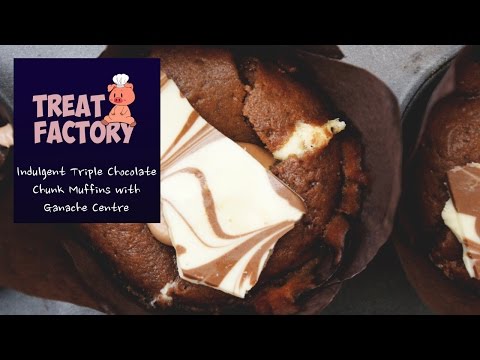 Indulgent Triple Chocolate Chunk Muffins With Ganache Centre - Treat Factory