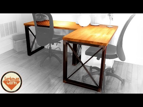 Industrial Steel Frame &amp;amp; Butcherblock Wood Desk