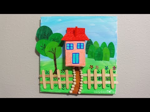 Kids summer crafts house project: Made with juice box