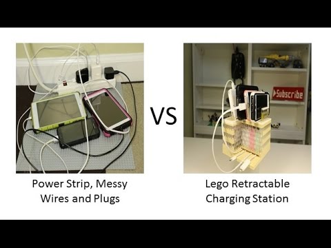 LEGO DIY - Home Made Retractable Phone Charging Station version 3.0