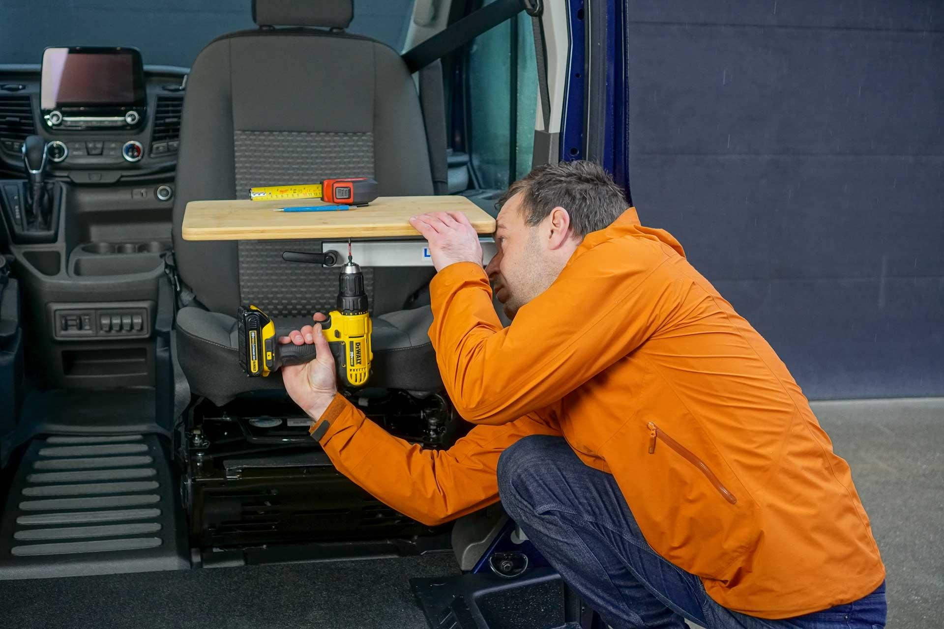 Lagun Table Installation into Ford Transit B-Pillar-4 (Table Top).JPG